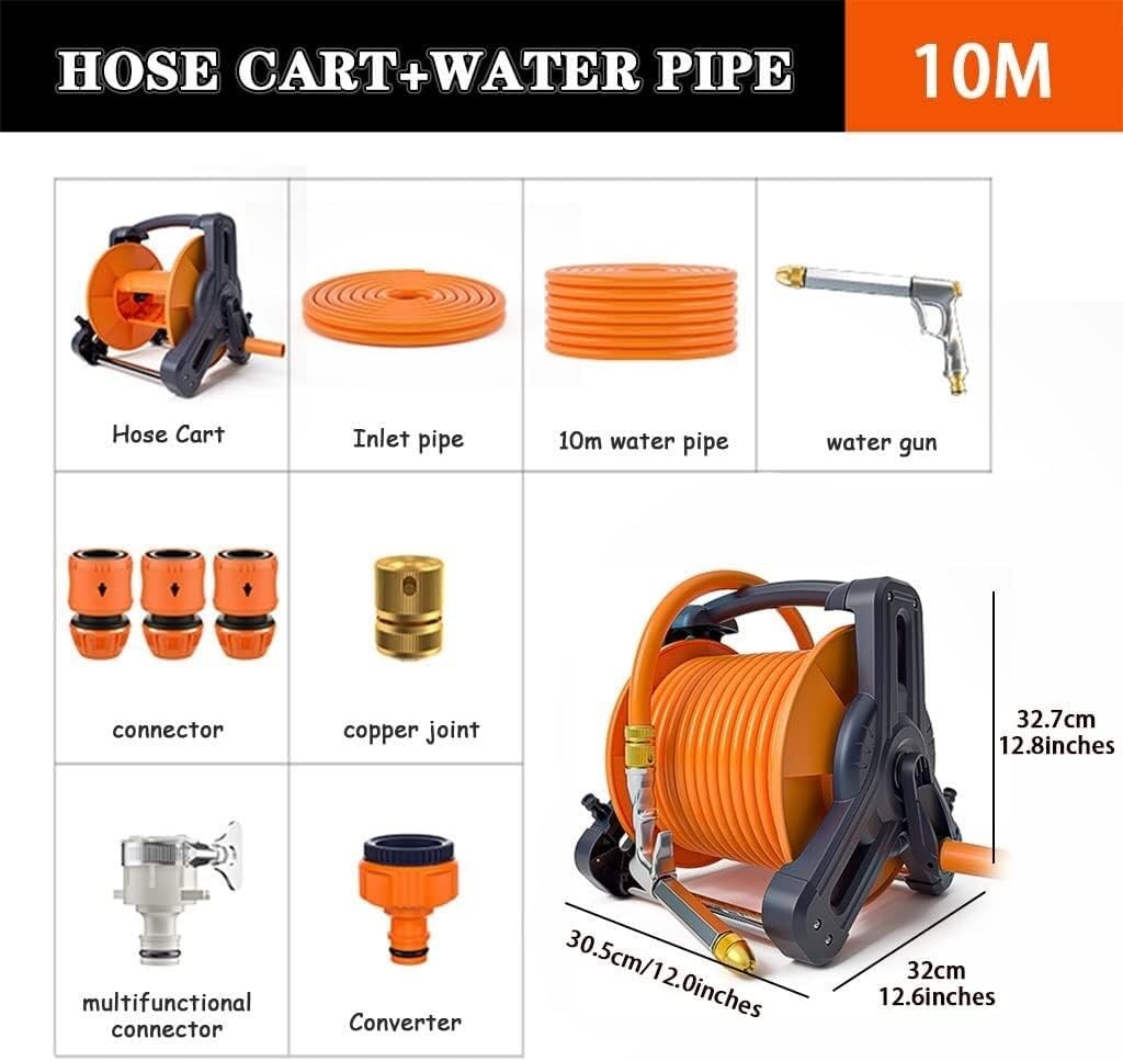 Staffa per tubo dell'acqua da parete, avvolgitubo portatile ad alta pressione, ideale per irrigazione domestica, compatibile con tubo da 30 m, struttura in metallo resistente
