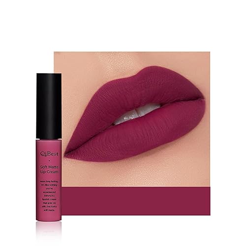 Lápiz labial líquido mate de terciopelo de larga duración e impermeable, brillo de labios en copa antiadherente, morado oscuro 604