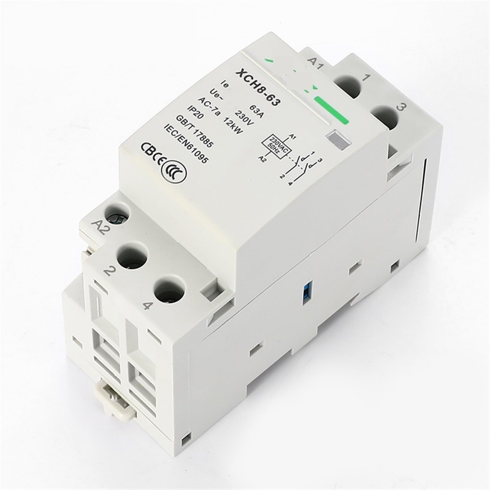 JJHQOKYNA 1PCS 2P Din Rail Modular Household Ac Contactor 32A/40A/63A 220V/230V 50/60HZ 1NO 1NC 2NO 2NC(63a 1no 1nc)