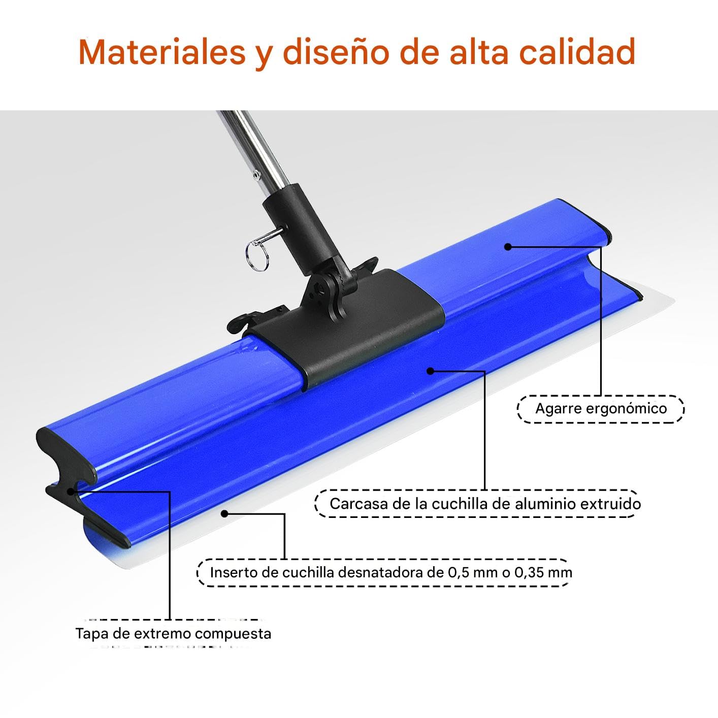 Juego de espátulas de superficie con barra telescópica ajustable de 86cm-207cm Llana para alisar paredes con 20/40/60/80/100cm Espatulas pladur fabricado en acero inoxidable (0,3/0,5 mm de espesor)