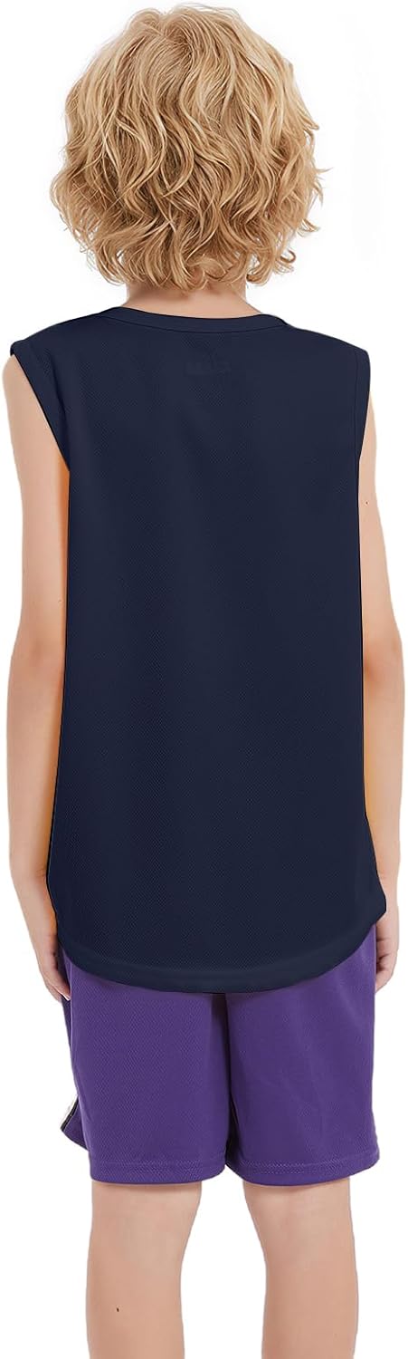8 Pack Boys Mesh Athletic Quick Dry Tank Tops Kids Sleeveless Tee Shirts Moisture Wicking Tank Top