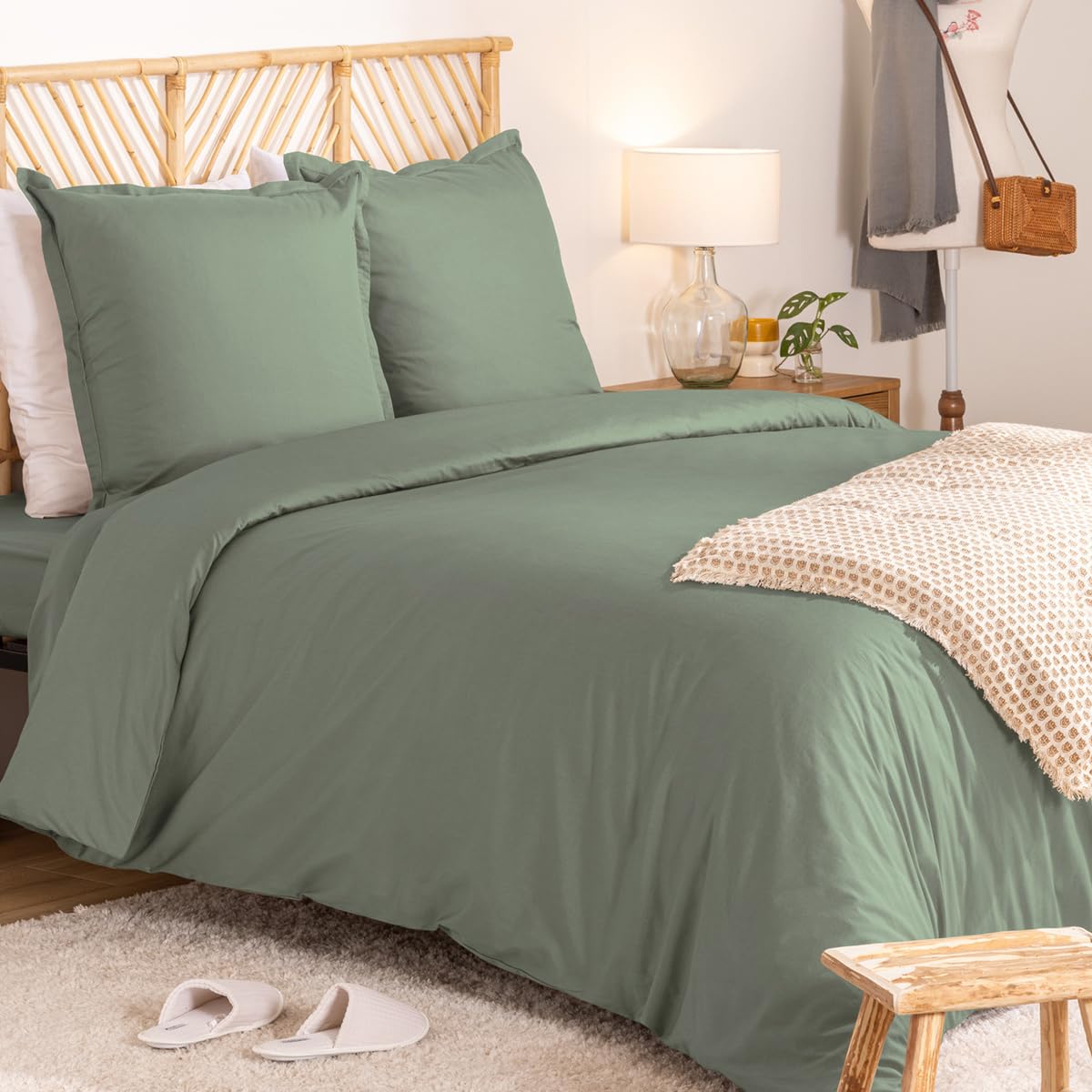 Parure de lit 240 x 220 cm percale de coton 80 fils Atmosphera Landiha