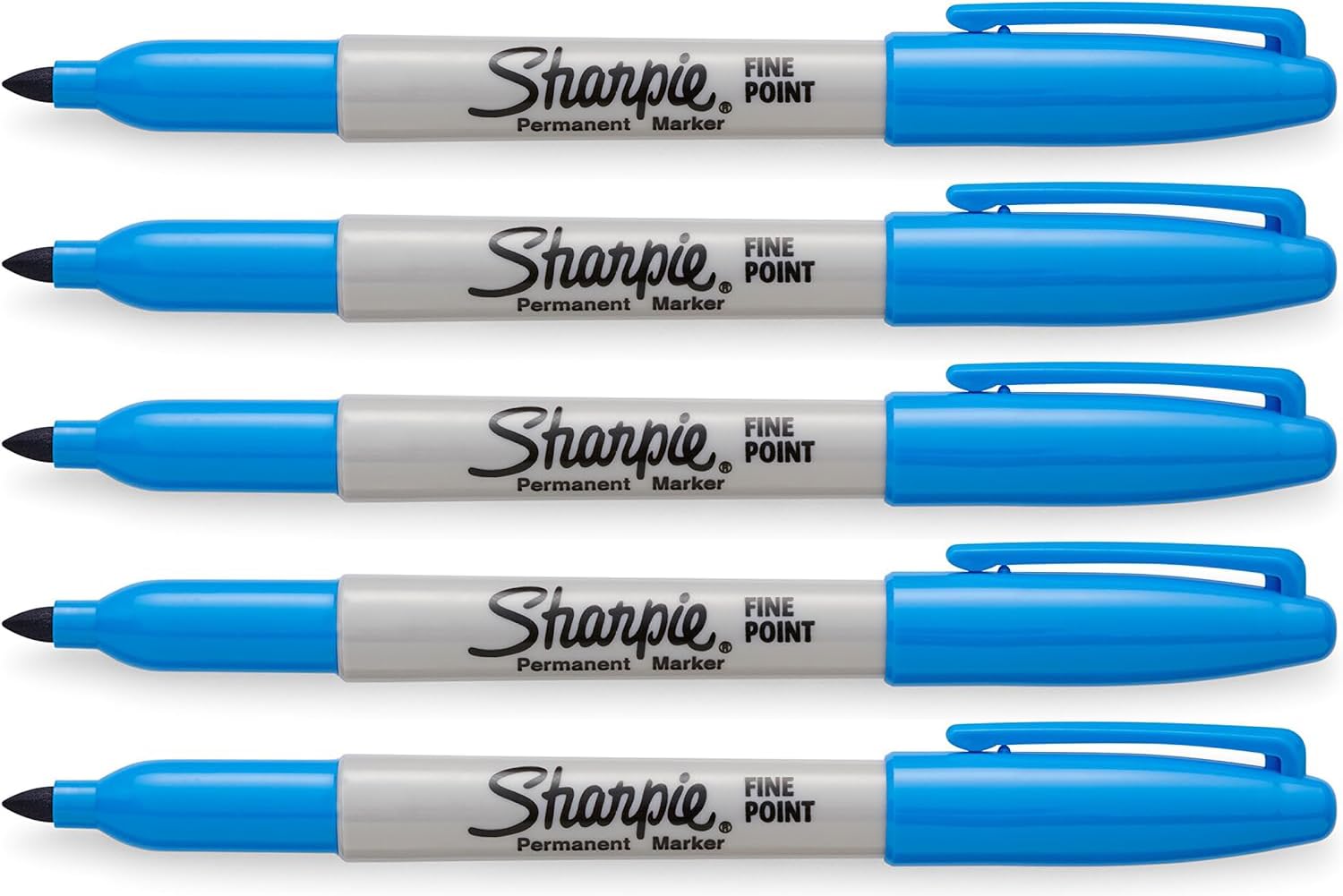 SHARPIE Blue, Fine Point Tip, Permanent Markers, 5-Count (Brilliant Blue)