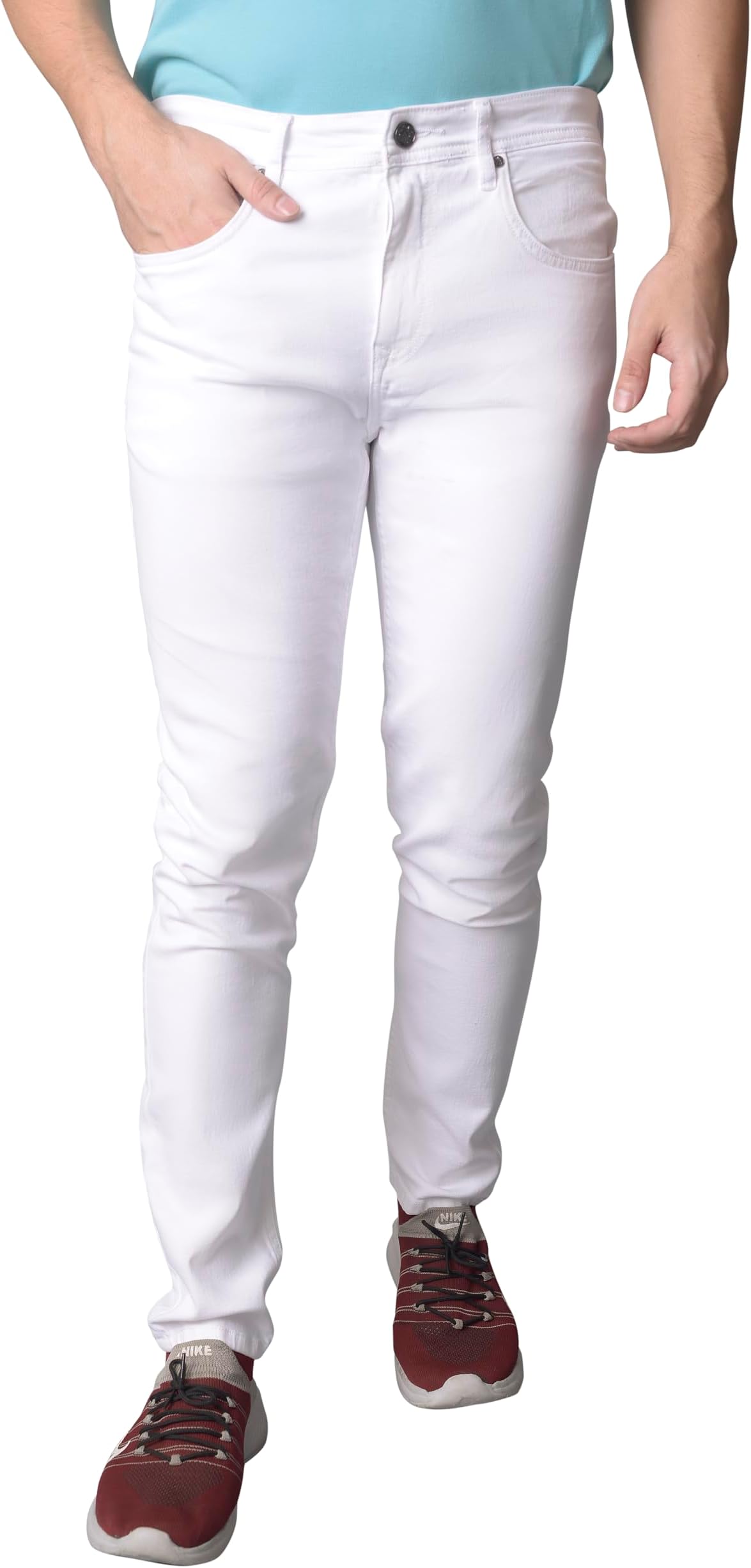 i'solMen’s Tapered Fit Solid Mid-Rise Stretchable Casual Jeans