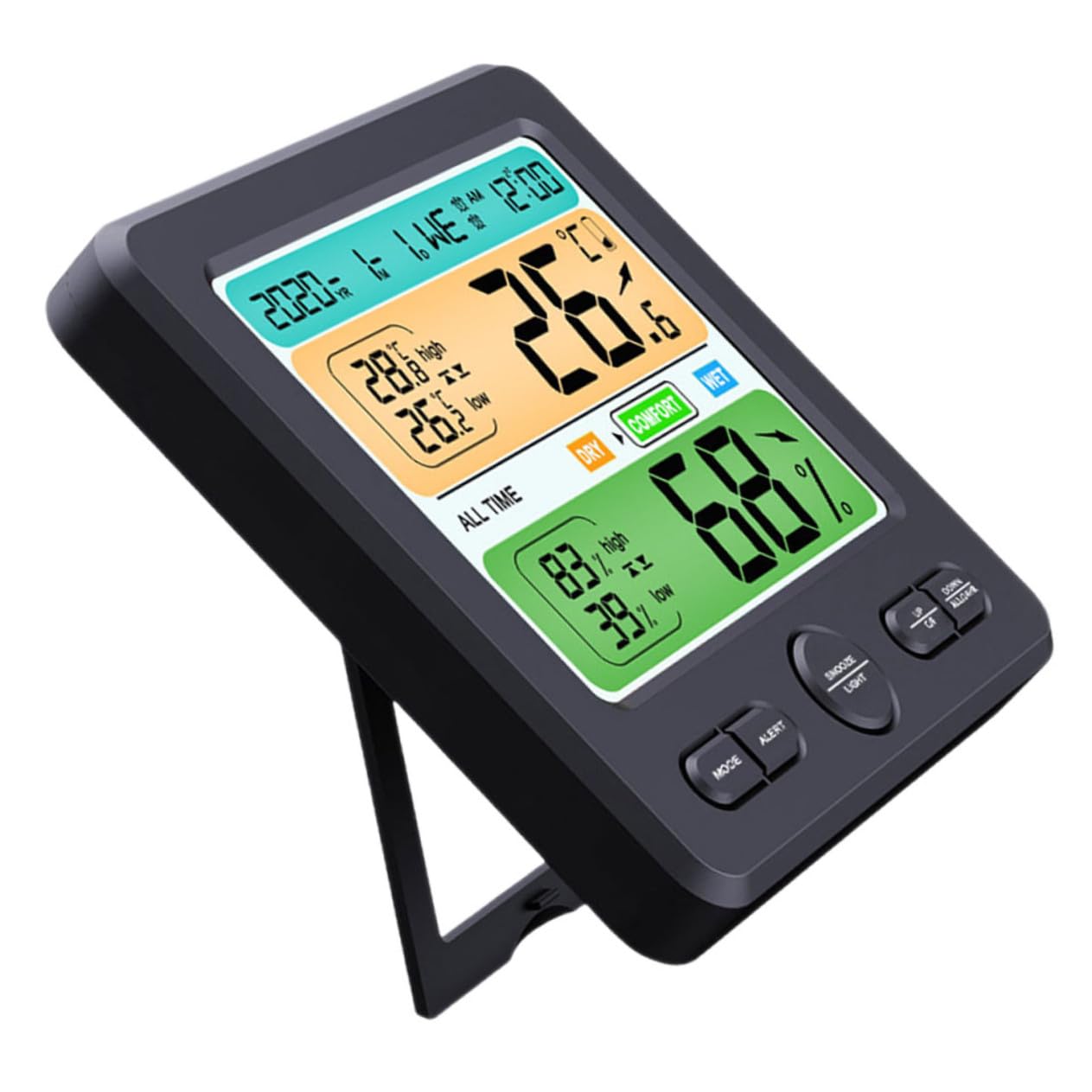 Artibetter Misuratore Di Umidità Digitale e Termometro Da Tavolo Monitor Di Temperatura e Umidità Per Casa Design Compatto Grande Schermo Lcd