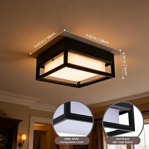 Miniatura 2 de Lámpara de techo empotrada para exteriorinterior, LED cuadrado empotrado para exteriores, lámpara de techo, lámpara de techo, 20 W, 2000 lúmenes