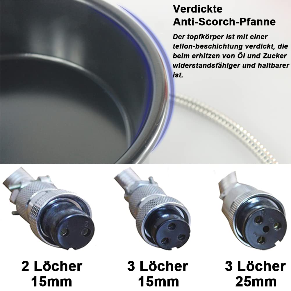 Macchina Popcorn Aria Calda Accessori, Pentola per Pop Corn da 230g, Parti Elettriche per Popcorn a Manovella, Padella Antiscottatura Antiaderente Universale, per Mais, Merenda(2 holes-15mm)