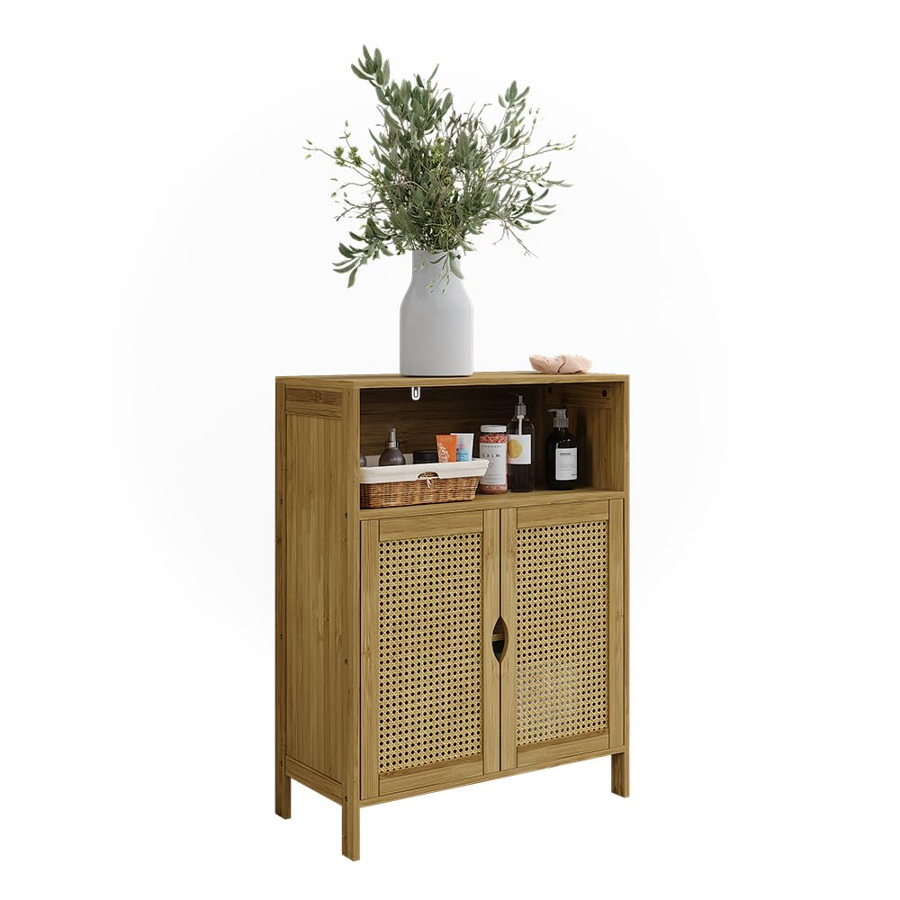 Vicco Armoire Midischrank Liora, Bambou, 60x80cm, pour Le Rangement des Accessoires de Salle de Bain et des Serviettes
