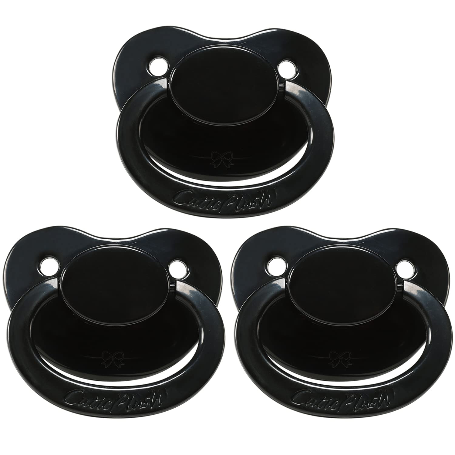 CutiePlusU Large Size Pacifier Dummy 3-Pack Mixed-Color Black