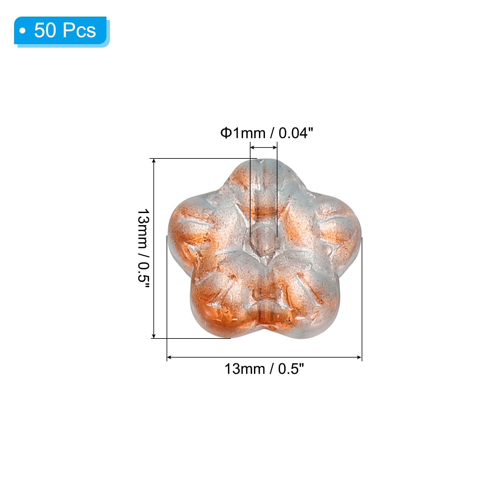 PATIKIL Random Glass Flower Beads, 50Pack Transparent Floral Beads Hibiscus Beads for DIY Jewelry Making Bracelets Bulk Blue/Orange - Image 2
