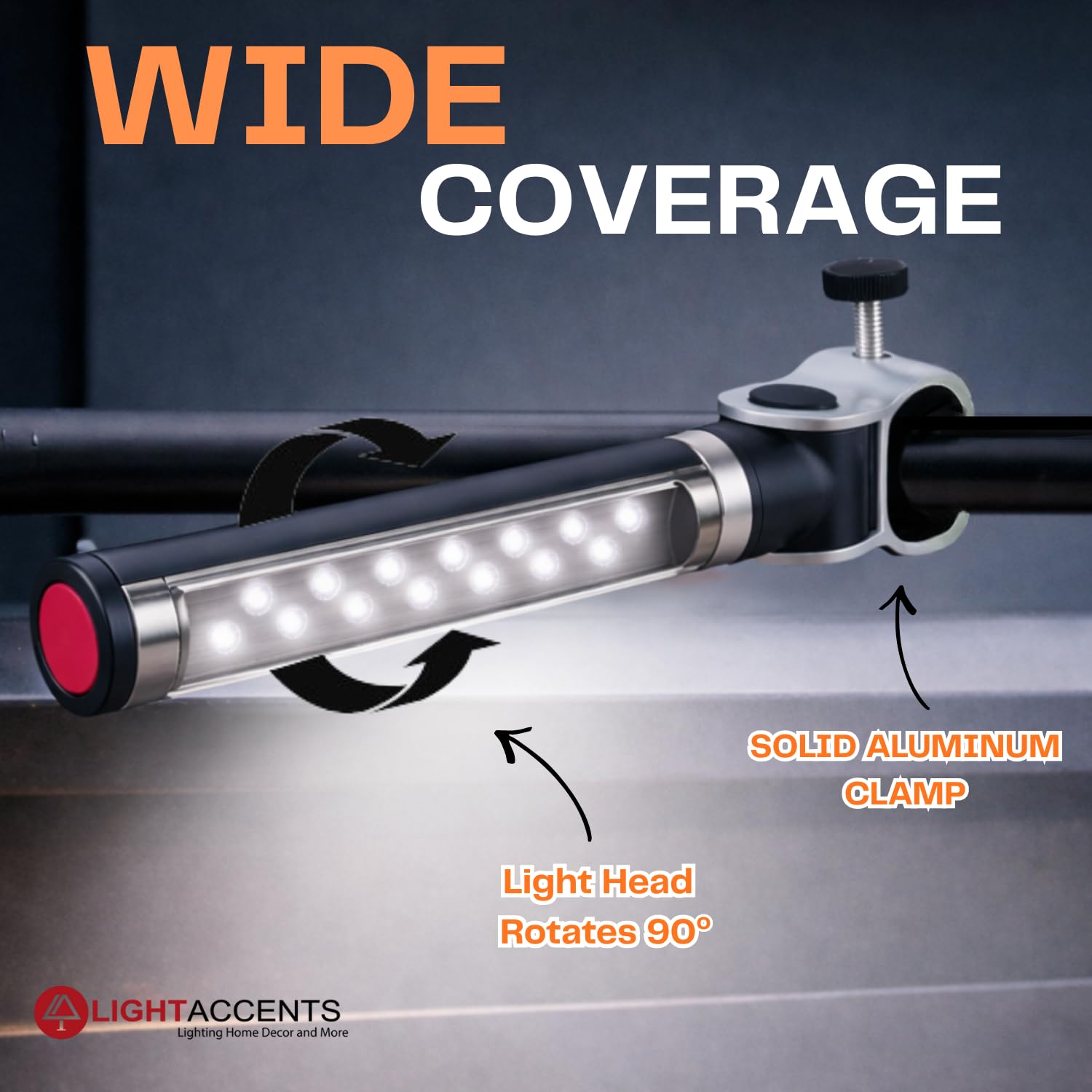 Light Accents - Luce per barbecue a LED, funzionamento a batteria, con morsetto in alluminio, luce per barbecue