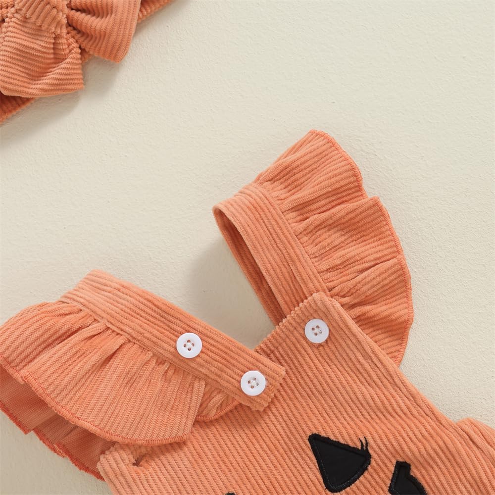 FIOMVA Halloween Baby Clothes Newborn My First Halloween Baby Girl Outfit Infant Ghost Ruffle Romper Fall Winter Clothes - Image 5