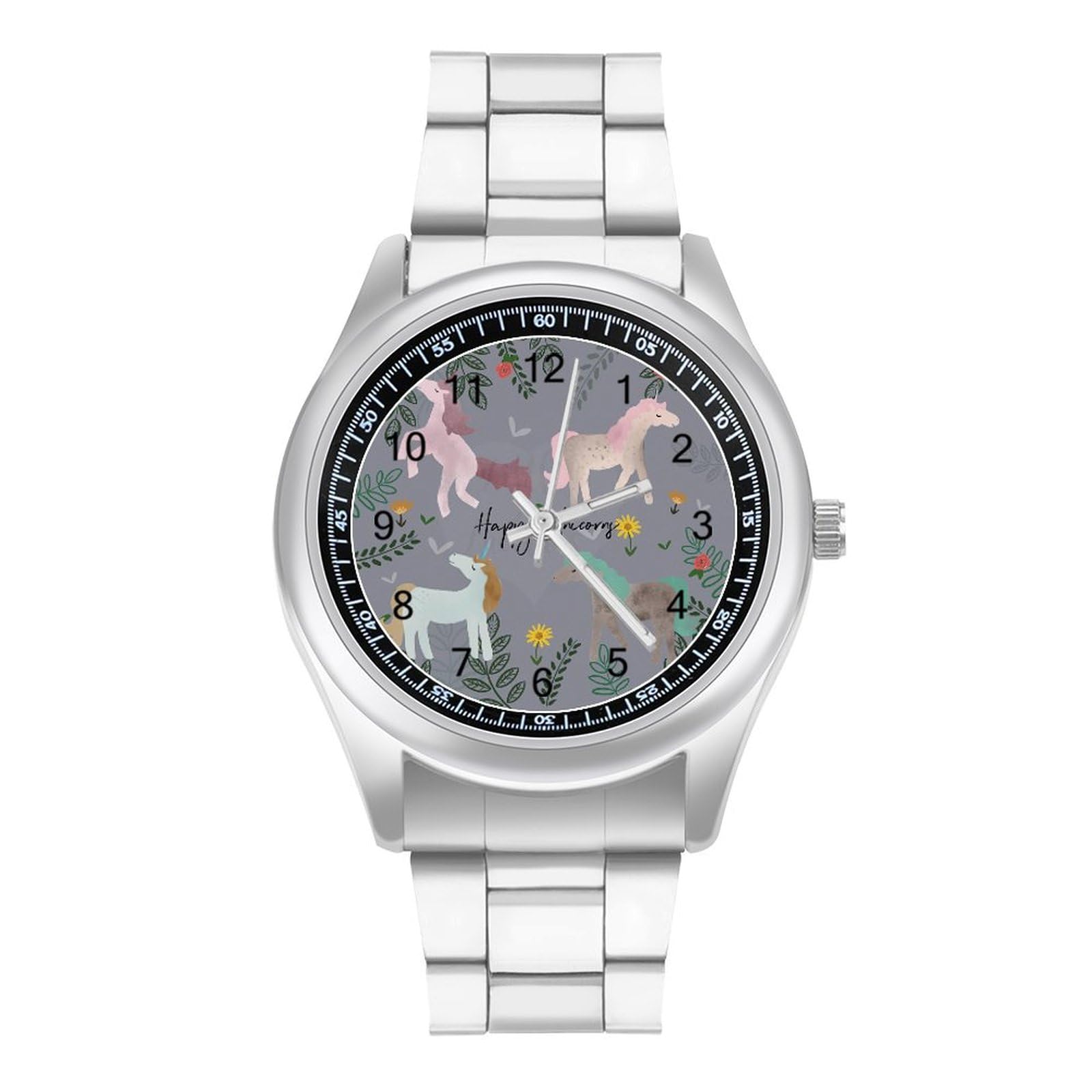 Unicorn Clipart Casual Wrist Watches for Men Classic Business Dress Watch Big Face for Work Gym