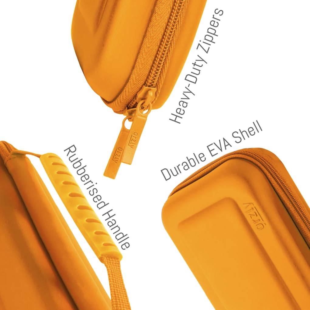 Orzly Custodia da trasporto compatibile con Nintendo Switch e New Switch Console OLED - arancia Custodia protettiva da viaggio portatile rigida Custodia a conchiglia con tasche per accessori e giochi
