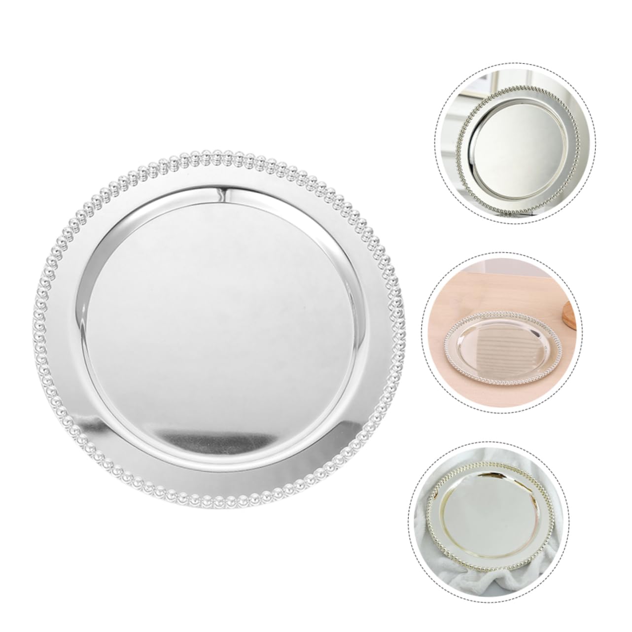 Vassoio Portagioielli Rotondo in Acciaio Inox, Superficie Liscia e Facile da Pulire, per Esporre Anelli e Gioielli in Camera da Letto