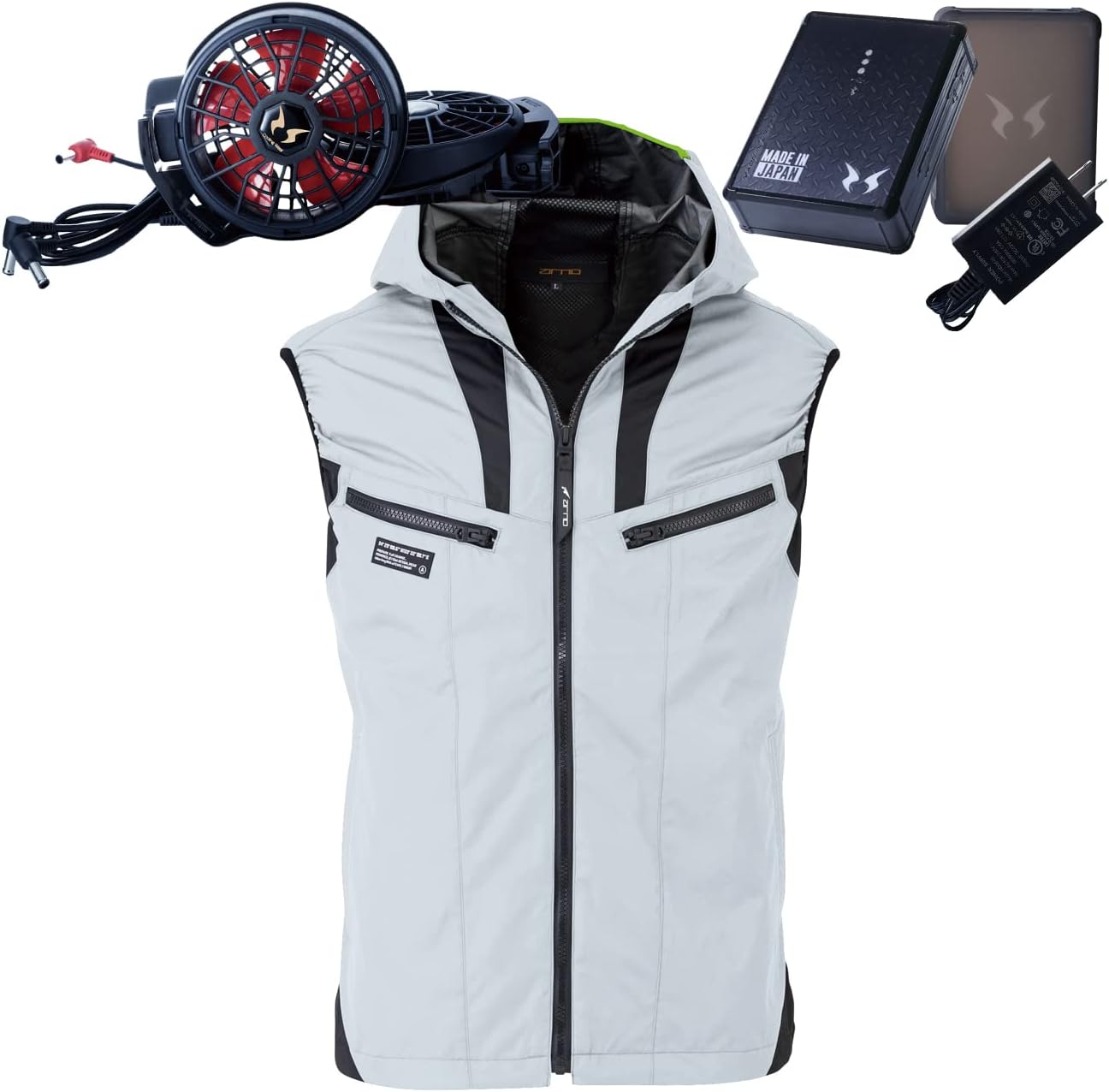 最高42V出力❣️作業服 Lサイズ 半袖 ファン付き作業服 ファンバッテリーセット 最高42V出力❣️作業服 Lサイズ 半袖 ファン付き作業服 ファン