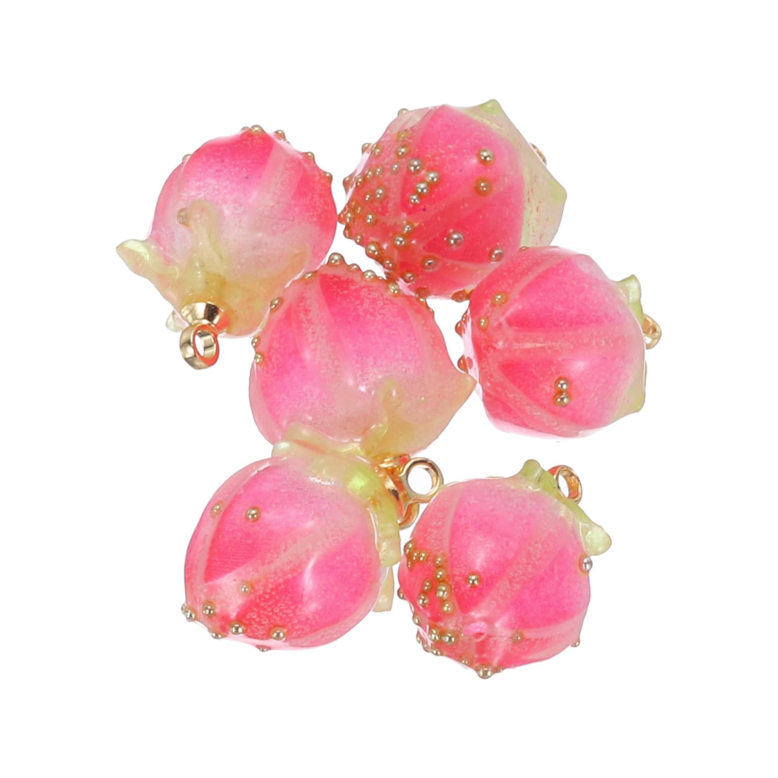 PATIKIL 0.6x0.4 Flower Beads, 6Pcs Acrylic Flower Buds Beads Mini Rose Charm for Bracelets Earrings, Necklaces