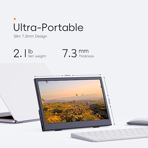 Miniatura 4 de Monitor portátil, pantalla externa HDMI USB-C IPS de 11.6 pulgadas, pequeña, altavoces duales integrados para juegos para computadora portátil, Plug