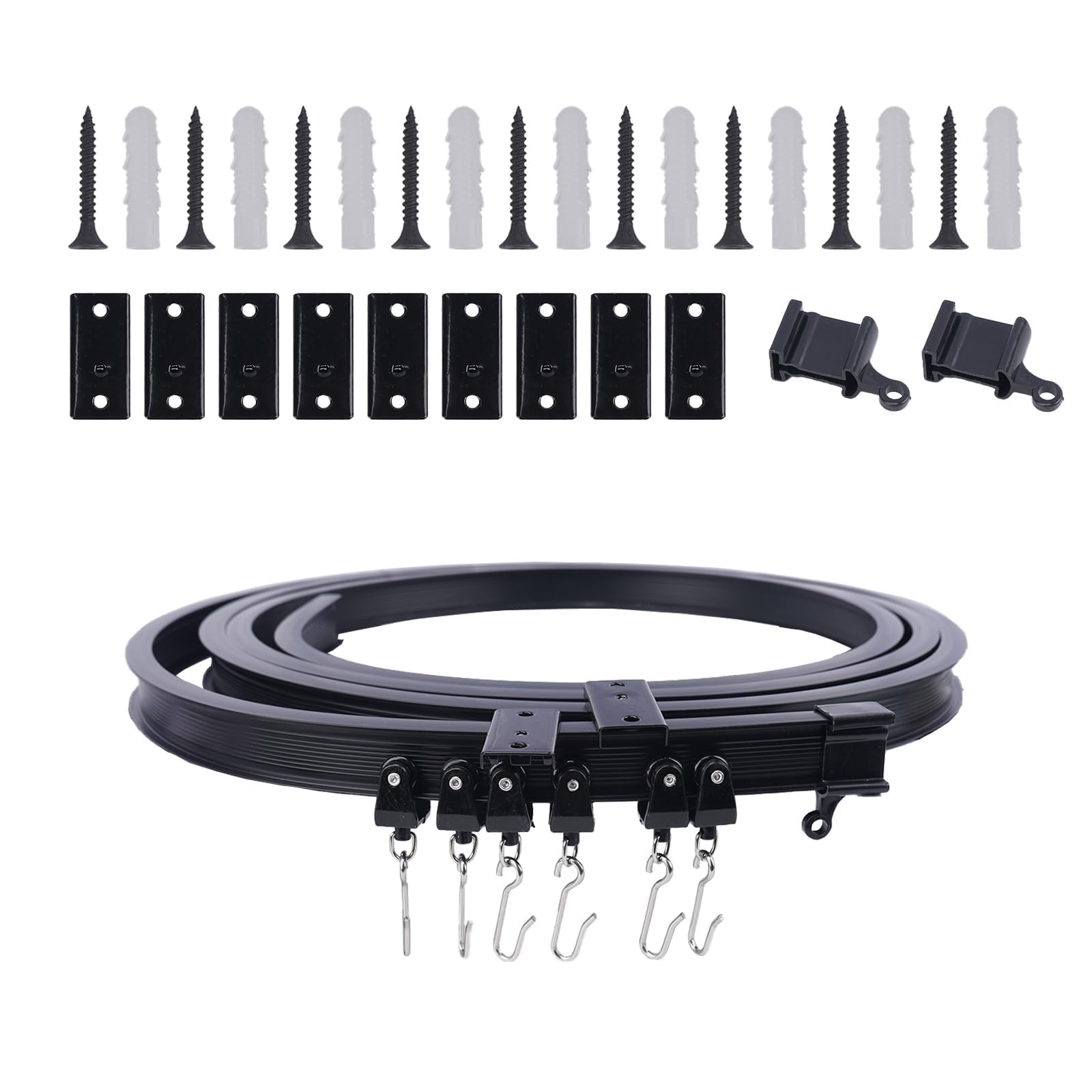 KJLEEN Riel de cortina de techo flexible de 9.8 pies para cortina de techo y accesorios, plegable, resistente, para ventana de bahía, caravana, divisor de habitación, esquina de ducha (negro, 3 metros