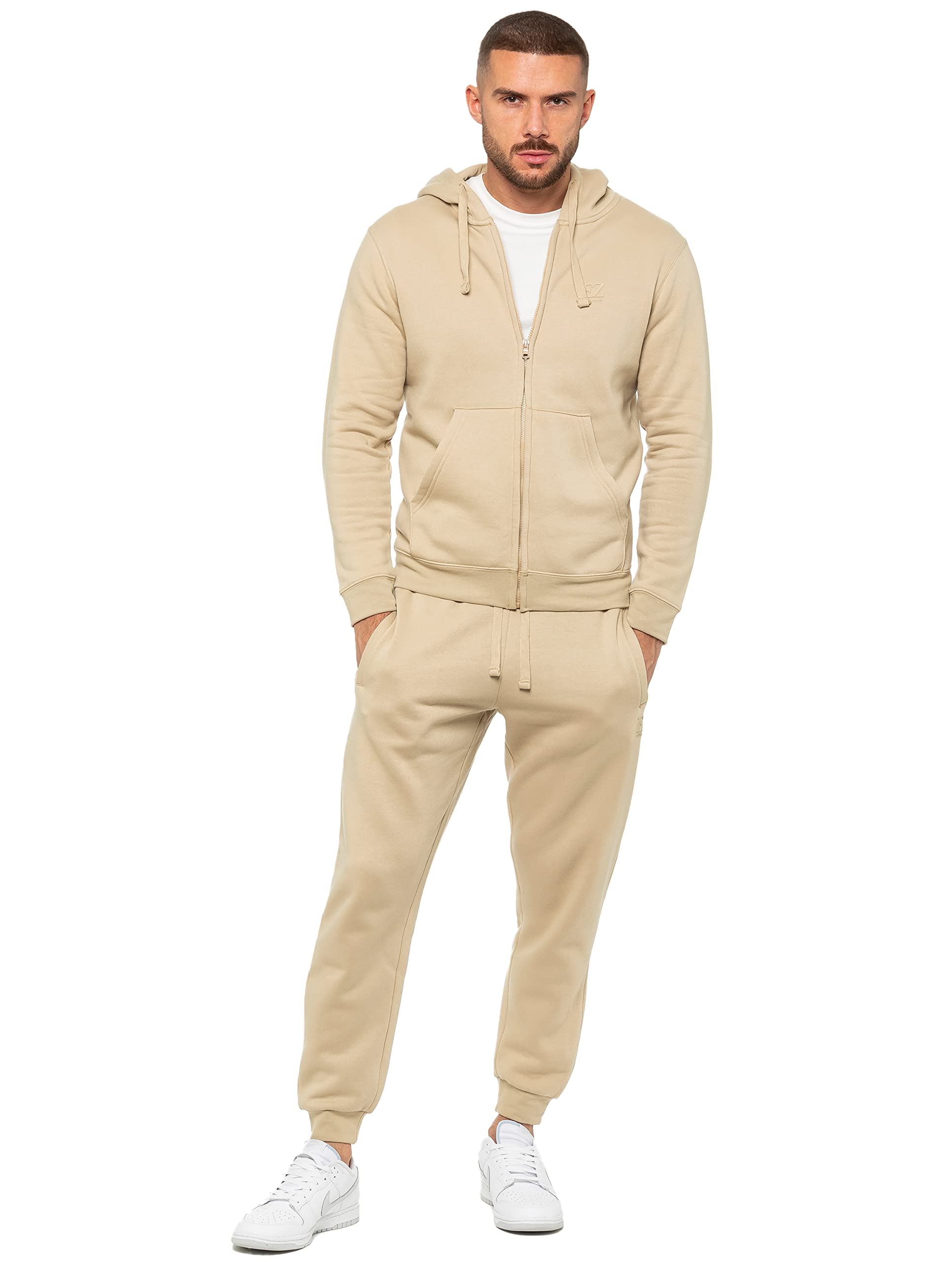 989Zé ENZO Męski zestaw dresowy z długim rękawem Essential Casual Zip Up bluza z kapturem i spodnie dresowe z mankietami joggery