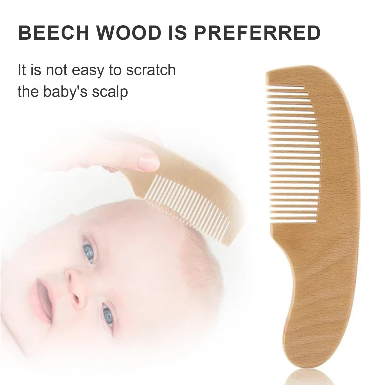 Brosse À Cheveux Bébé, Brosse à Cheveux De BéBé En Bois Et Ensemble Peigne, Poils de Chèvre Naturel, Peigne En Bois pour Nouveau-nés, Tout-petits et Jeunes Enfants