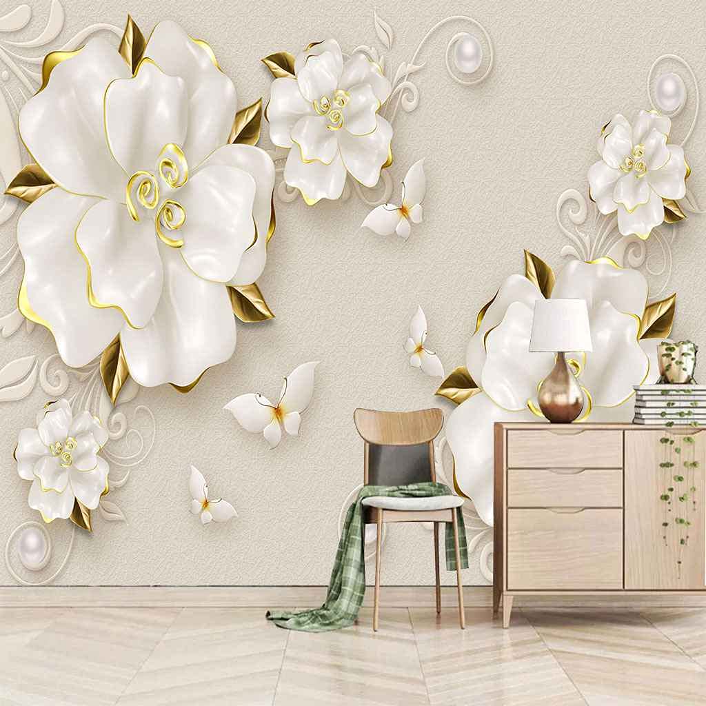 Papier peint 3D relief moderne et fresque murale auto-adhesive pour deco interieure DIY