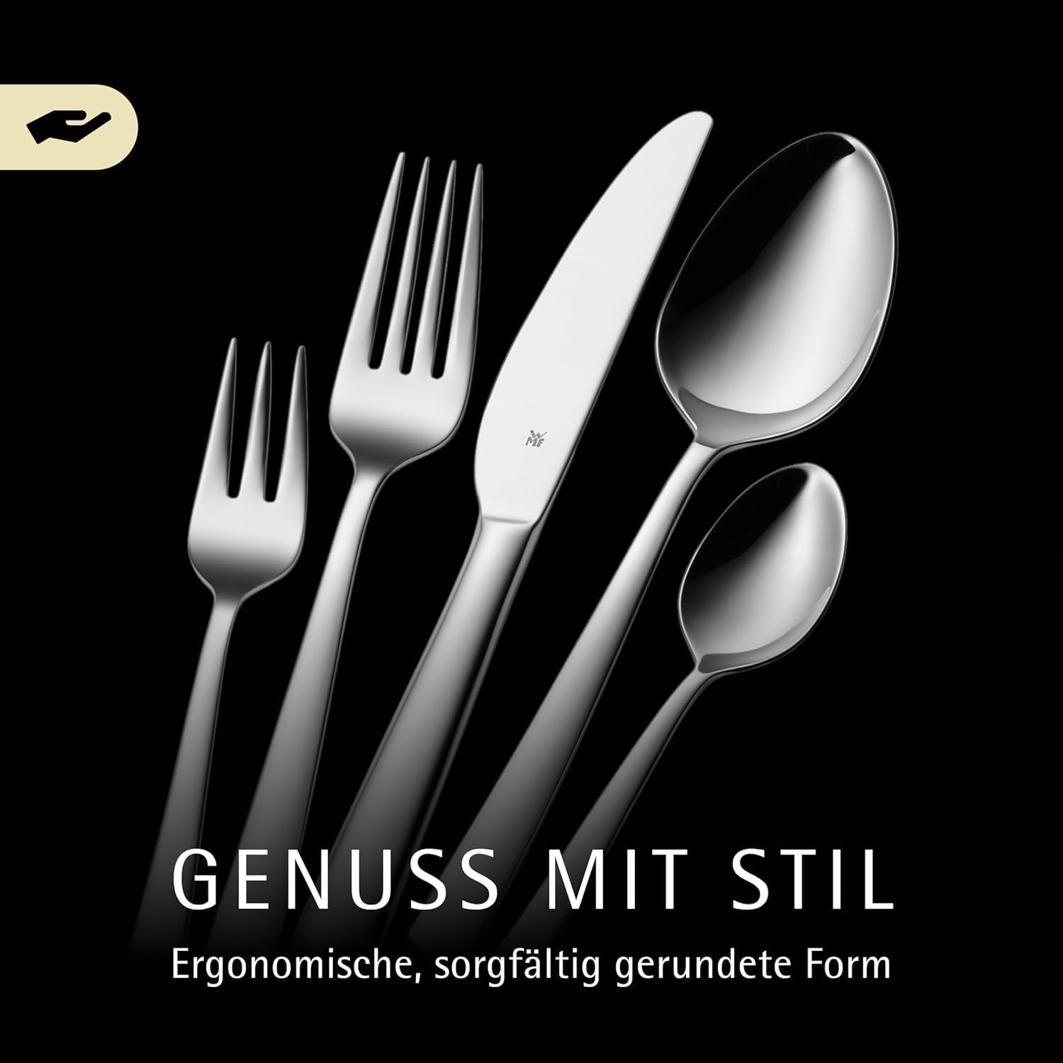 WMF Boston Besteck Set 60-teilig für 12 Personen Essbesteck, Spülmaschinenfest, Edelstahl, Poliert und rostfrei, Monobloc-Messer mit langlebiger Schärfe, elegantes Essbesteck für Alltag und Gäste