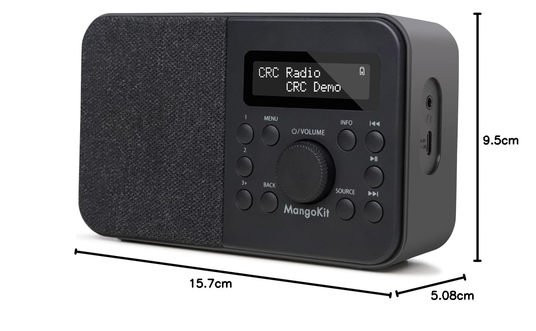 PR2S Radio Digital Dab portátil y Radio FM, Altavoz Bluetooth, Dab Personal con Pantalla, Despertador, 40 emisoras presintonizadas, Auriculares, Pilas y Fuente de alimentación-Negro