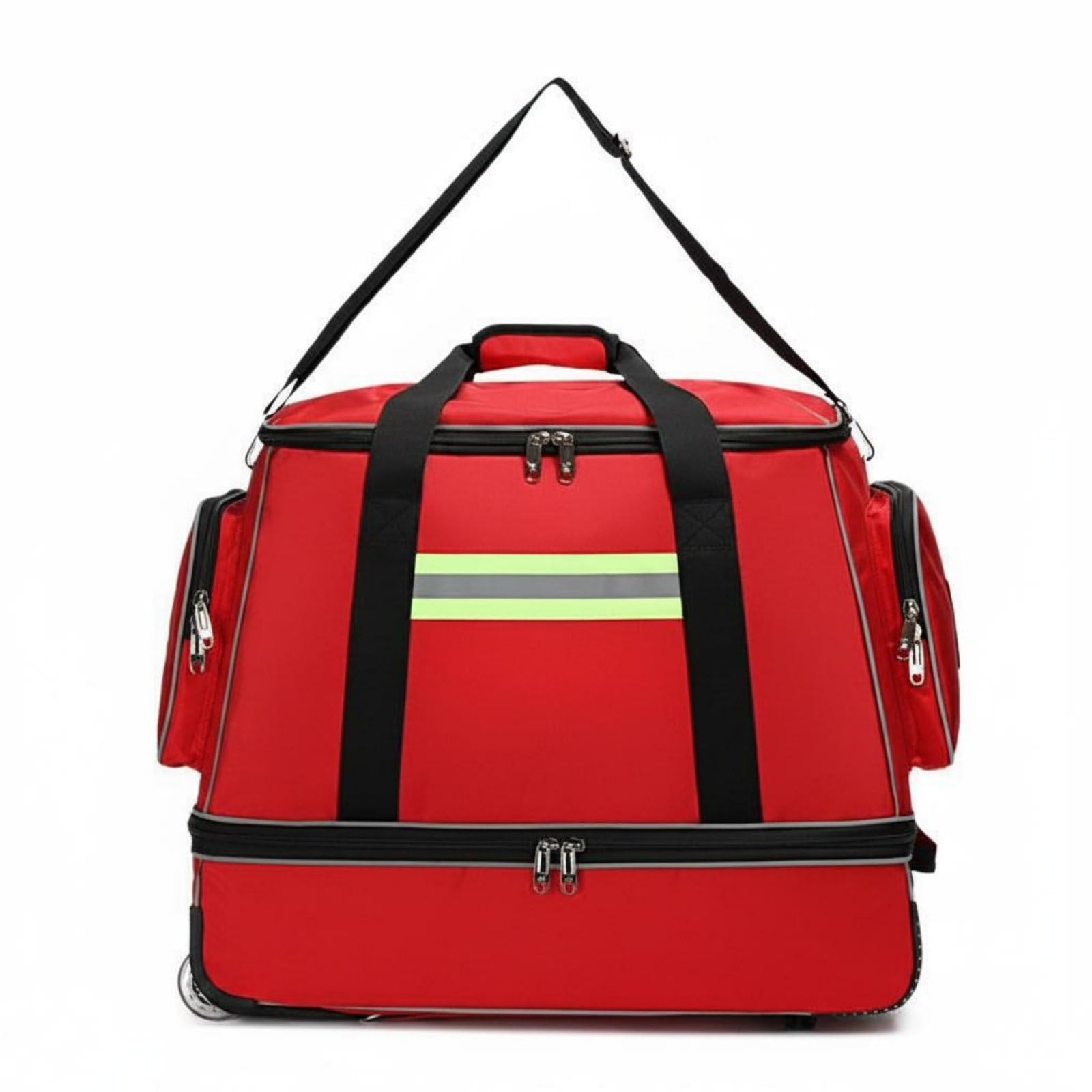 Qianly Borsa Trolley Resistente Borsa di Emergenza a Grande Capacità Portatile Borsone Medico Grande per Soccorritori di Emergenza, Soccorritori, Array, Rosso