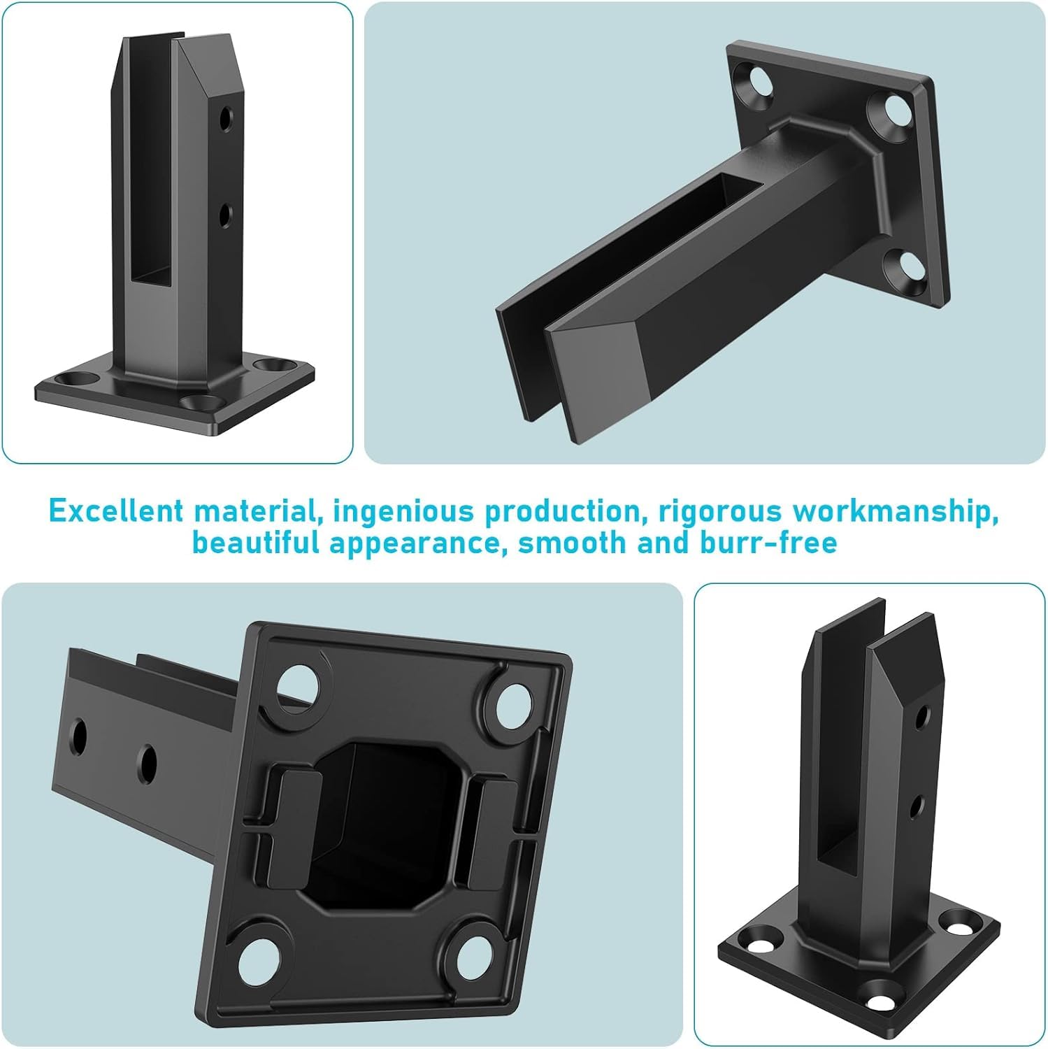 4 Piezas Abrazadera de Vidrio de Acero Inoxidable, Soporte de Abrazadera de Vidrio Para Vidrio de 8-12 mm/0,3-0,5" Cristal, Para de Piscina Barandilla de Escalera Balaustrada Balcón Valla (Negro)
