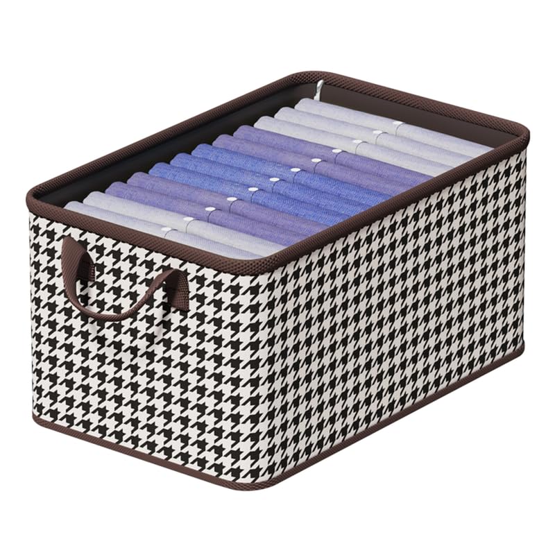Image of PRIME PICK Foldable Clothing Storage Boxes Cloth Organizer without Lid Washable Breathable Non-Woven Fabric with Metal Frame & Handles for Jeans T-shirts Socks Underwear, Versatile Home Storage