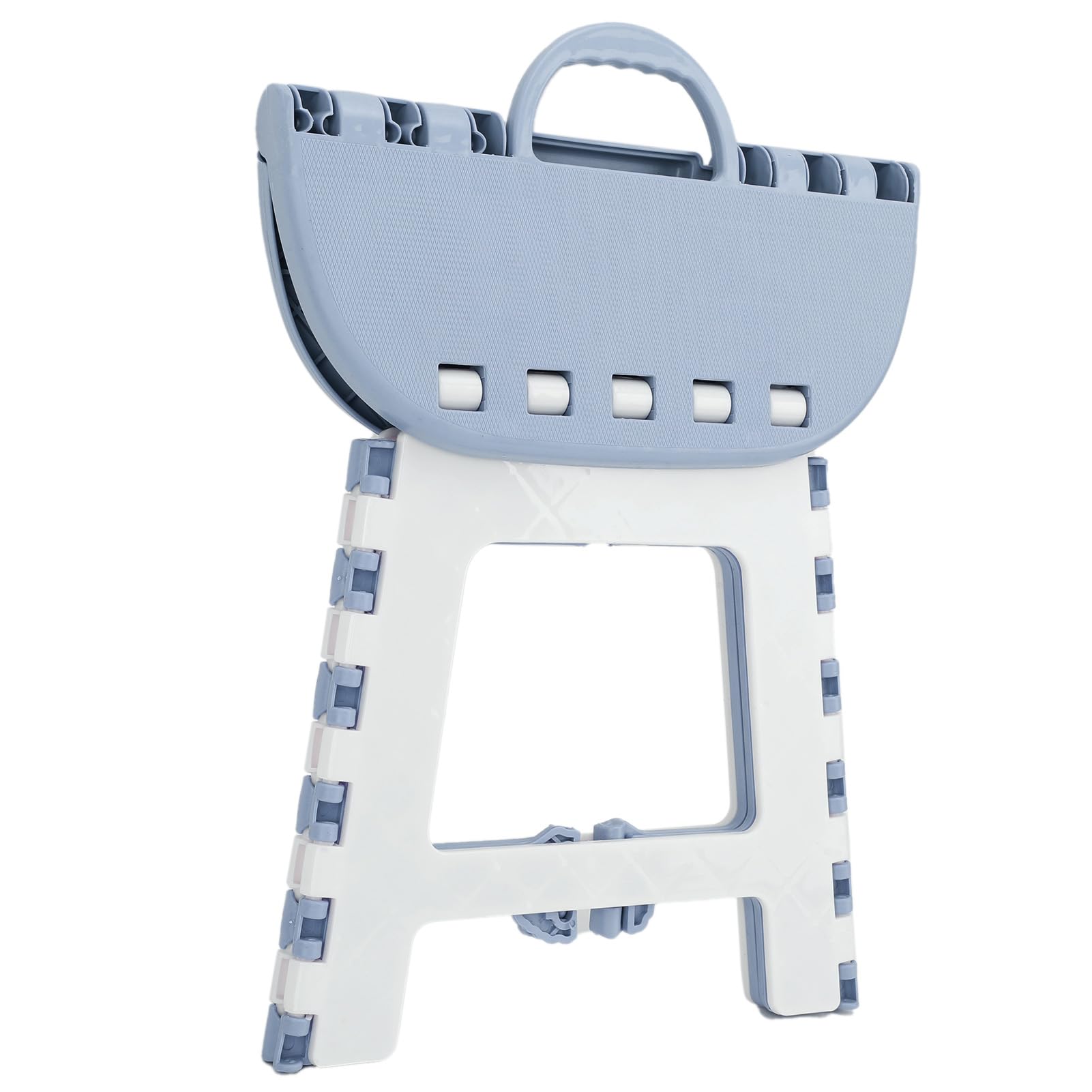 TUWEI Folding Step Stool, Multifunctional Plastic Wide Application Kids Step Stool Spacious Top for Camping (Grey Blue)