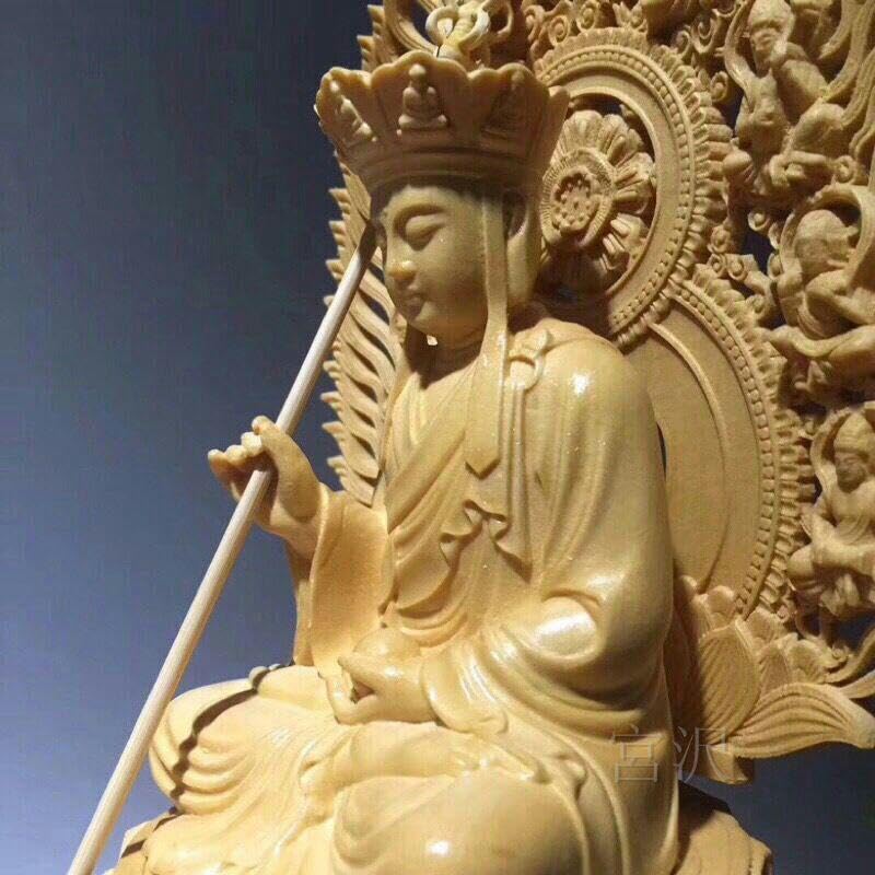 Amazon.co.jp: 極上品 西方三聖 仏教工芸品 木彫仏教 仏師で仕上げ品 