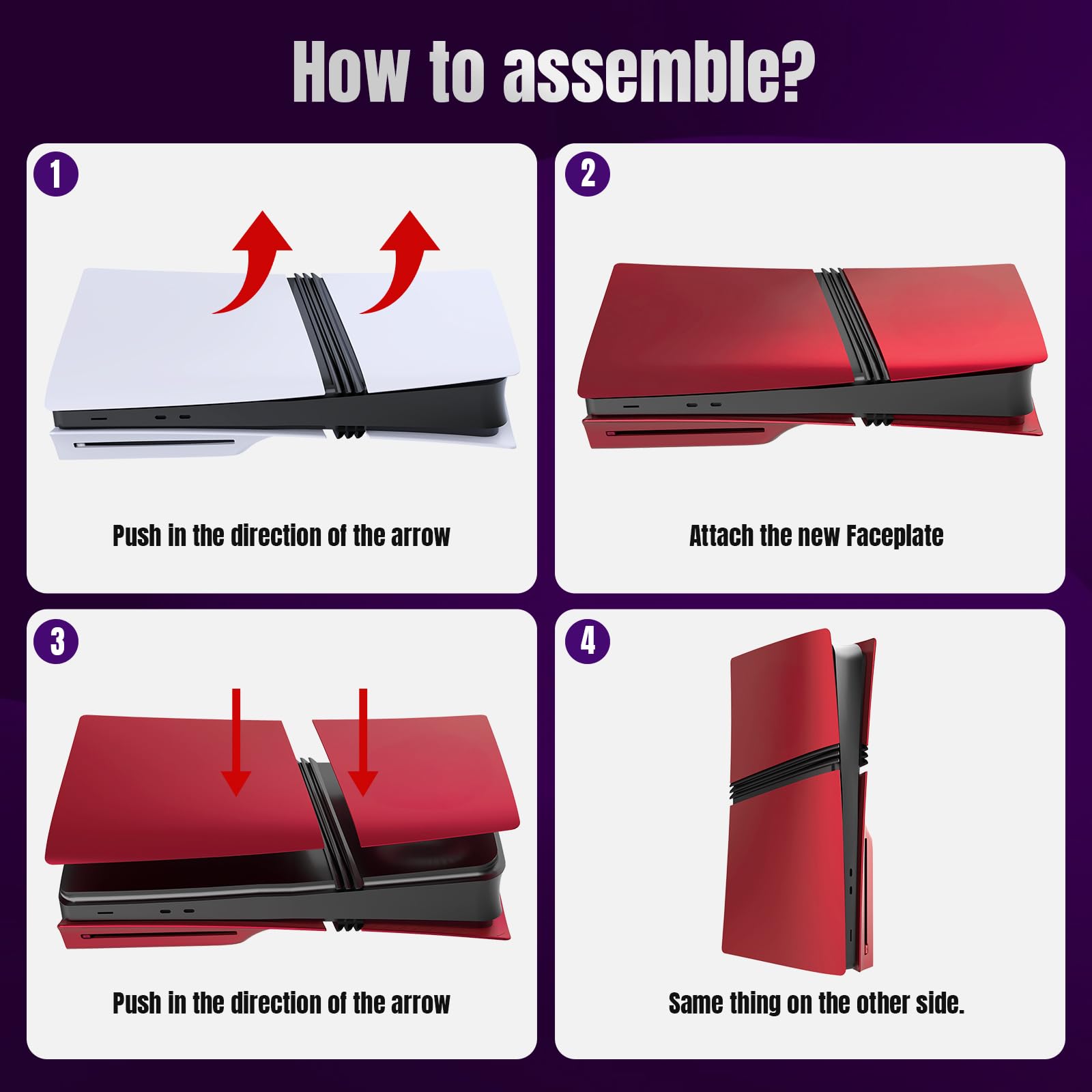 Carátula para PS5 Pro, Carátulas de Repuesto para Carcasa Antipolvo - Rojo (Edición en Disco)