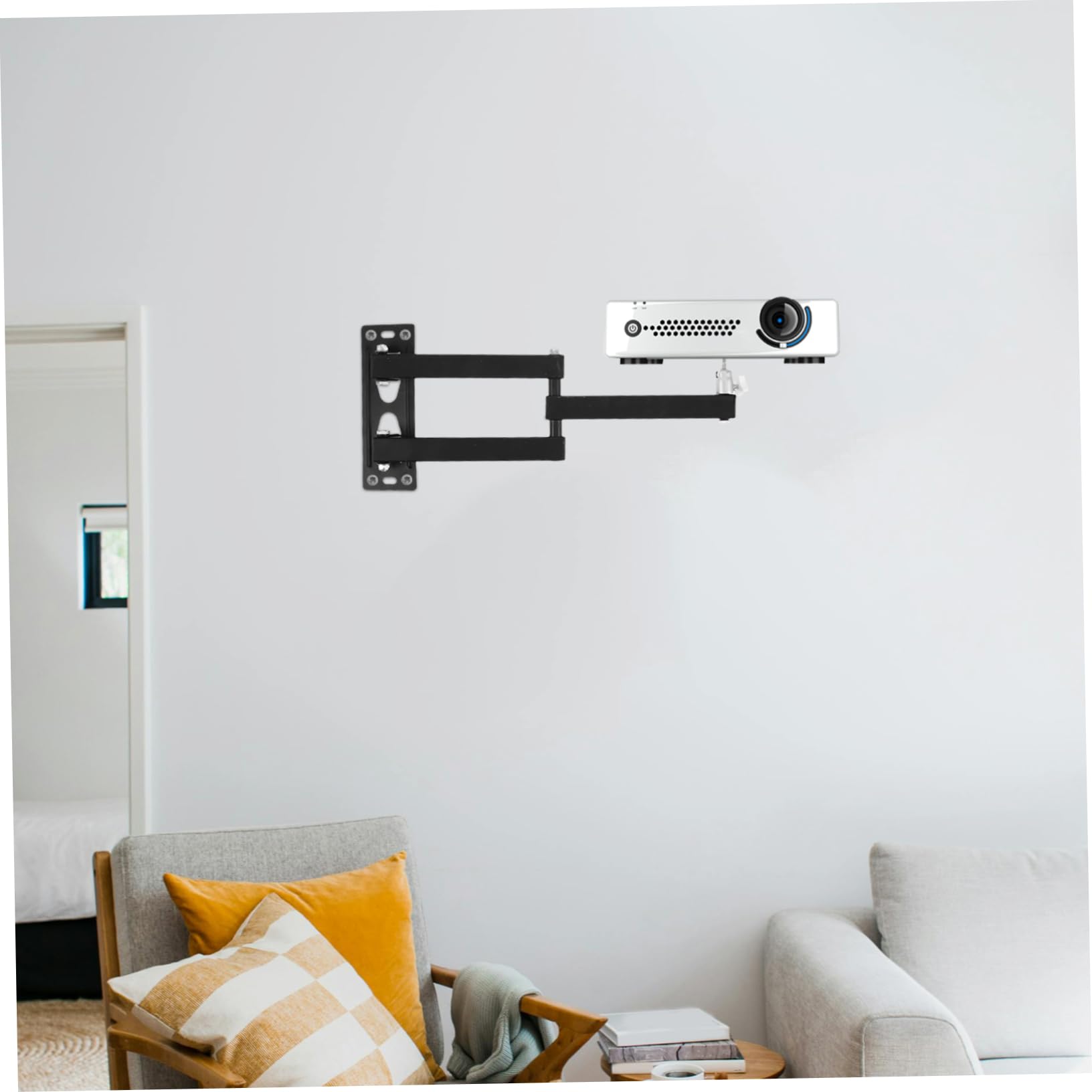 Veemoon Soporte de Proyector de Pared Ajustable en Aleación de Aluminio Gancho para Colgar y Ahorro de Espacio Adecuado para Dormitorio y Uso Junto Cama