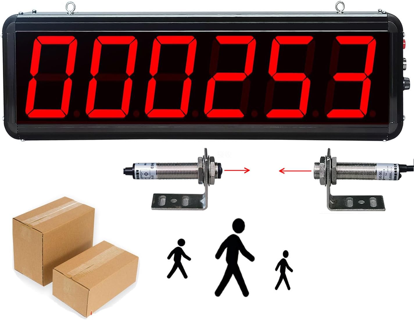 Contatore totalizzatore Digitale con Display a LED, Design a Doppia sonda, Conta Fino a 999999, Distanza di rilevamento 0-20 m per Una Maggiore produttività, 3 Pollici,3inch