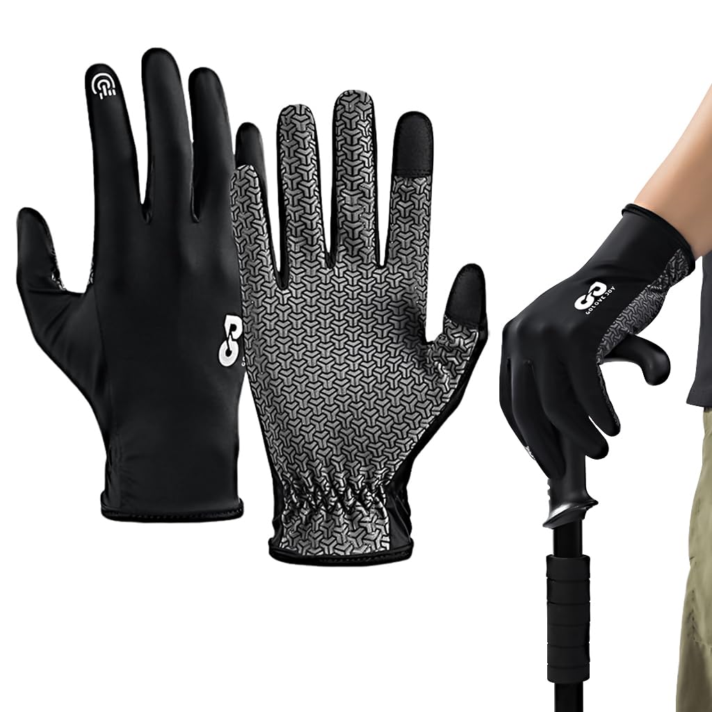 Proberos® Riding Gloves for Bikers Workout, UPF 50+ Sun Protection Touch & Non-Slip Design, Screen Sun Gloves Driving Riding Hiking, UV Protection Outdoor Full Finger for Fishing All Sport, Black, M