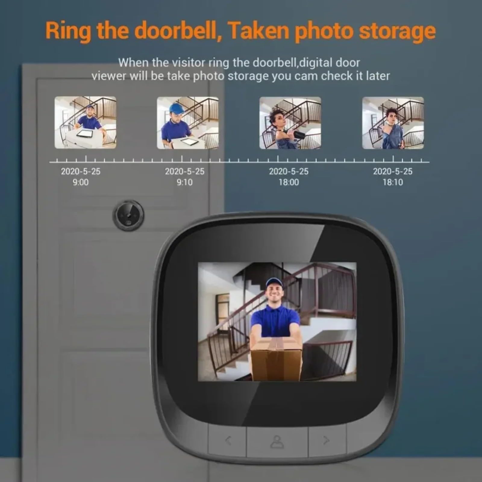 Spioncino digitale per porta, con telecamera elettronica da 2,4 pollici con schermo LCD per visione notturna, monitor di sicurezza a 90 gradi con ampia visuale grandangolare