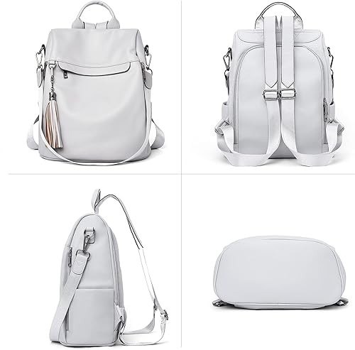 Miniatura 2 de Bromen - Mochila tipo bolso de mano de piel antirrobo para mujer a la moda Black Plaid, Azul / Patchwork, Marrón, Contraste Beige, Negro contraste.,