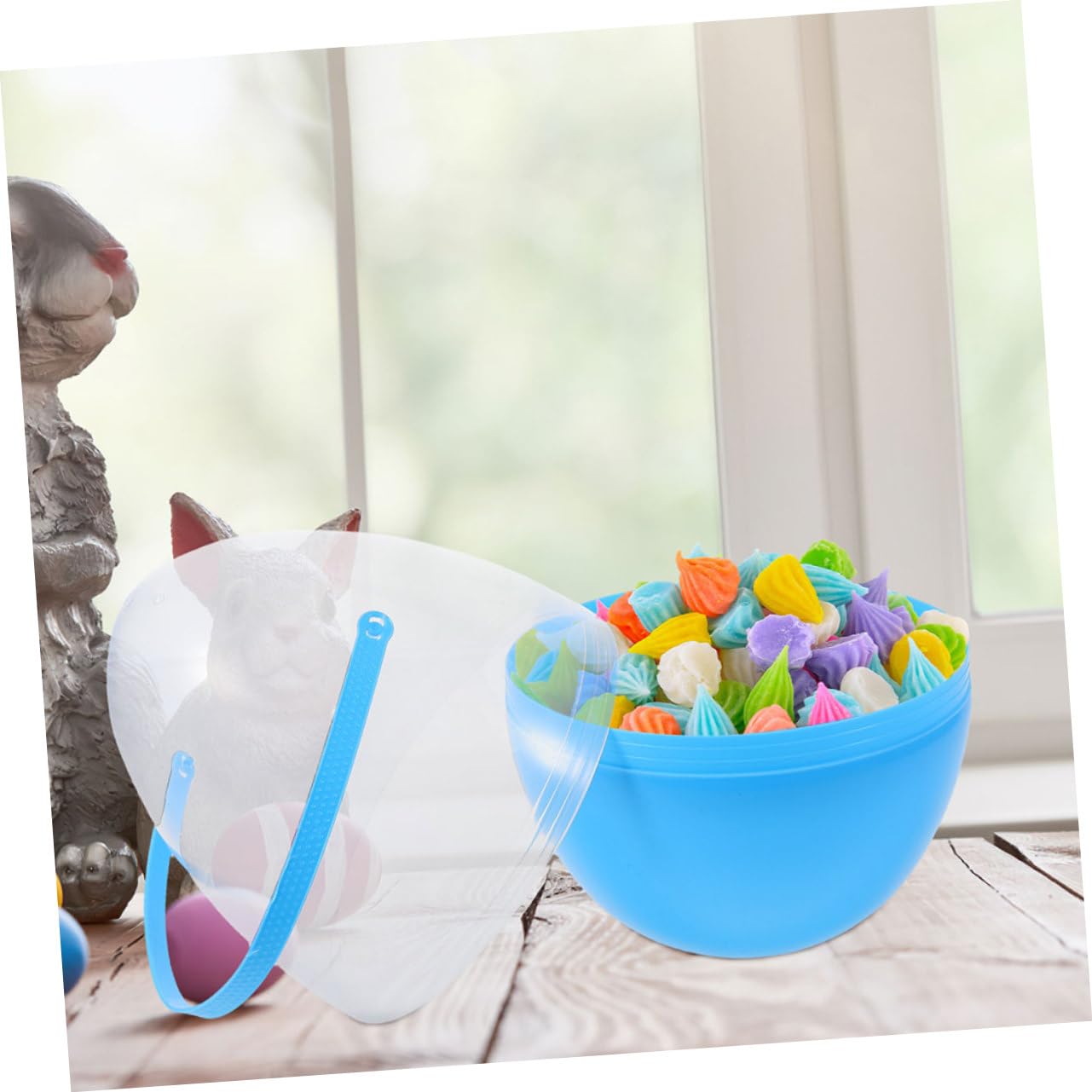 IMIKEYA 2pezzi Uova Pasqua Vuote in Plastica Riempibili Giganti con Manici per Feste Tema Caccia Pasqua Giocattoli Dolcetti