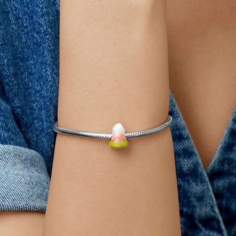 GNOCE Halloween Corn Candy Charm Sterling Silver Bead Halloween Charm Fit Bracelet/Necklace for Women Wife/Jewelry Gift - Image 4