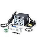 2-in-1 Hot Air Rework Station & Soldering Station, 820W LED Digital Rework and Soldering Iron Station with 5V USB Charging Port, Adjustable Temps & Airflow, ℃/℉ Conversion, 3 Hot Air Nozzles