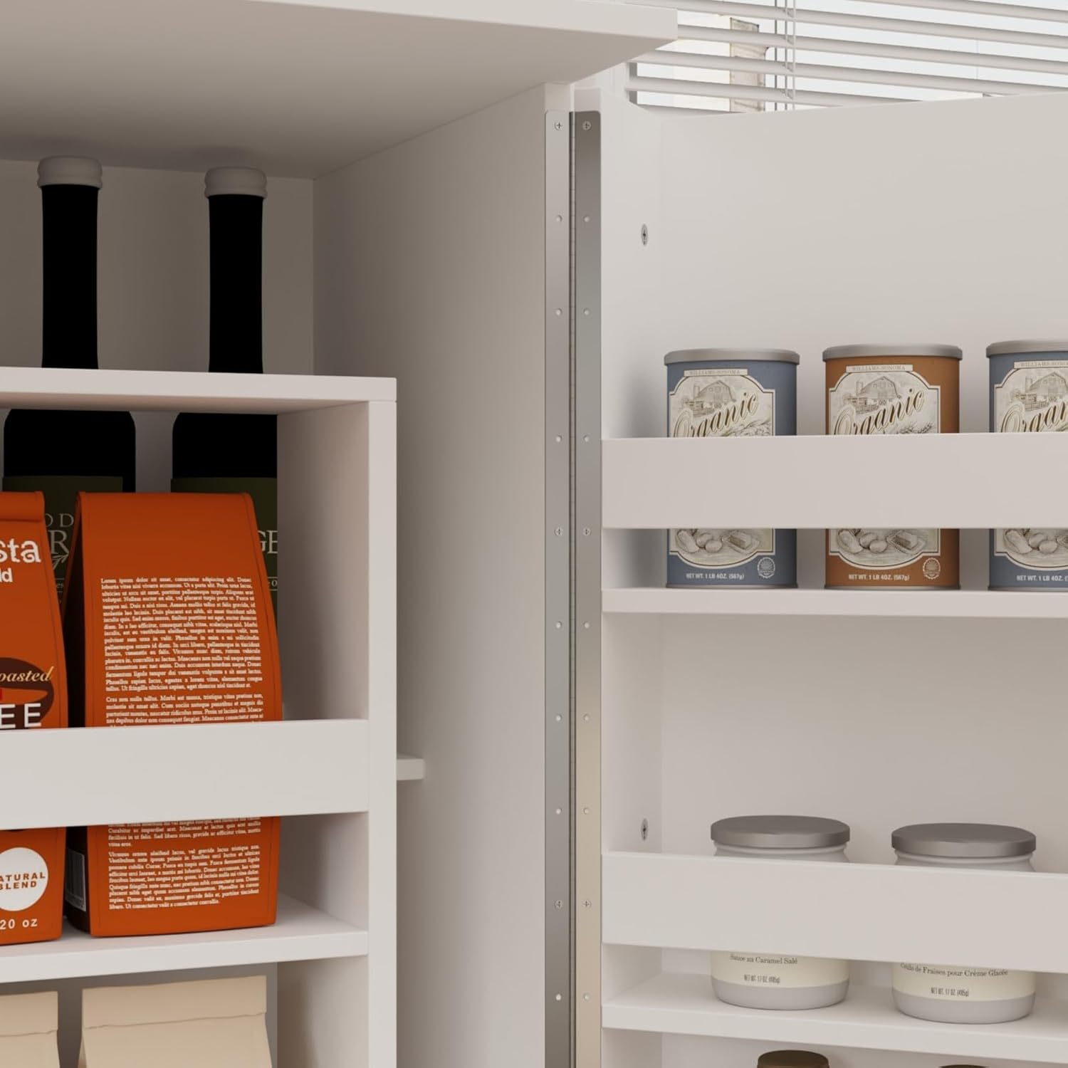 MOUMON Kitchen Pantry Storage Cabinet with Doors and Shelves, Rotating Racks, Tall Pantry Cabinet Cupboard with Door Racks, White, 19.7”D x 31.5”W x 72.2”H