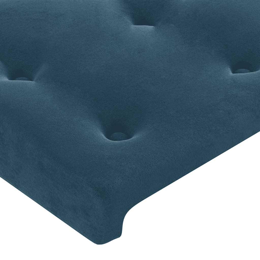 aksamit z regulowanym zagłówkiem i LED kontynentalne niebieski 200x200 cm | Łóżko kontynentalne z materacem i LED, niebieski aksamit 200x200cm z zagłówkiem