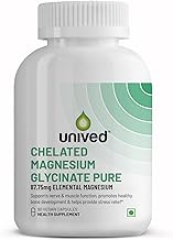 Unived Chelated Magnesium Glycinate Pure (non-buffered) | Fully Reacted Non-Buffered | High Absorption | Muscle Recovery, Sleep, Stress Support | Vegan | 90 Capsules