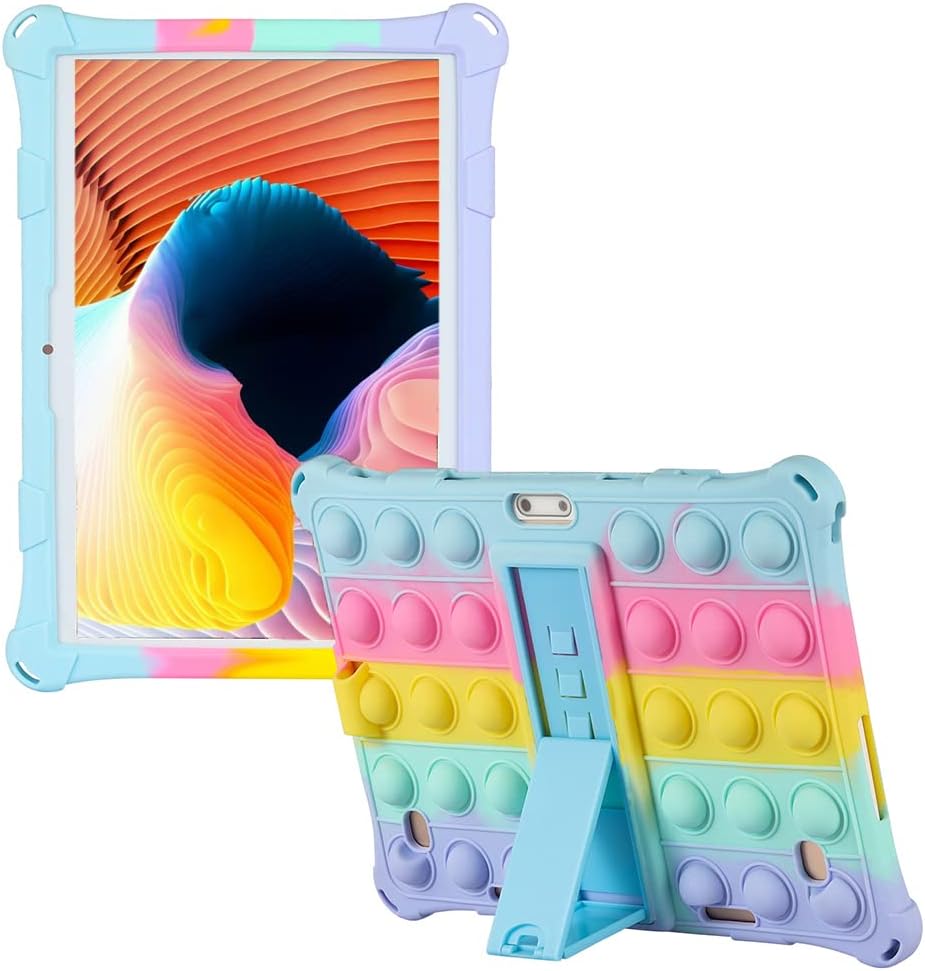 Universal 10.1 inch Tablet Protective Cover, Compatible with Zonko, qunyiCO, MEIZE, PRITOM, FEONAL, ANTEMPER, MARVUE, Dragon Touch, Winsing, FANGOR, ZZB (Rainbow Blue)