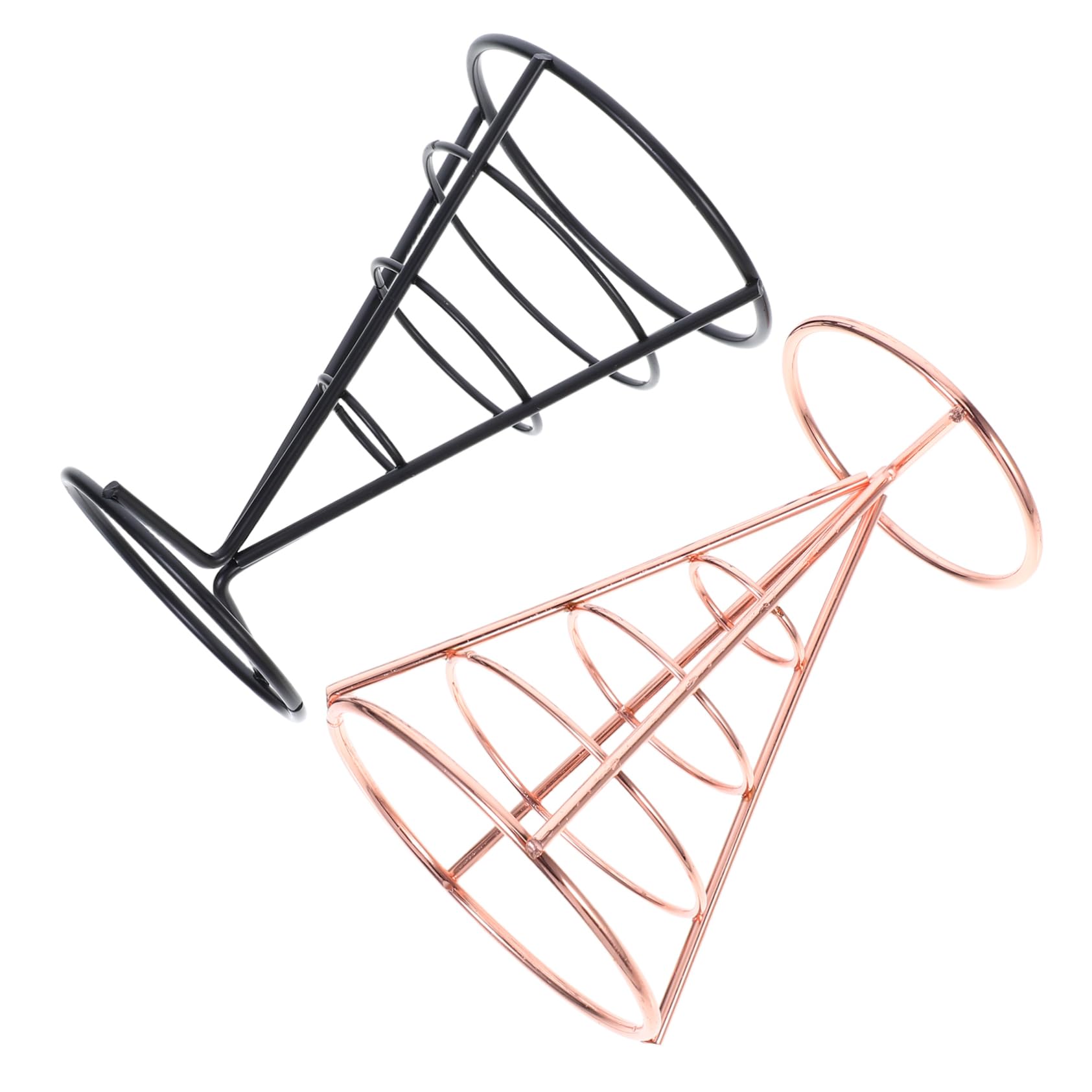 ABOOFAN 2Pcs Stainless Steel Hollow Cone Snack Serving Basket Stylish French Fries Stand for Events and Parties Fried Food Holder for Chips and Onion Rings