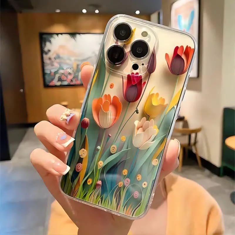 Compatible with iPhone 17 6 3-inch Protective case Naked Eye 3D Effect Turmeric Flower Texture Design Transparent and