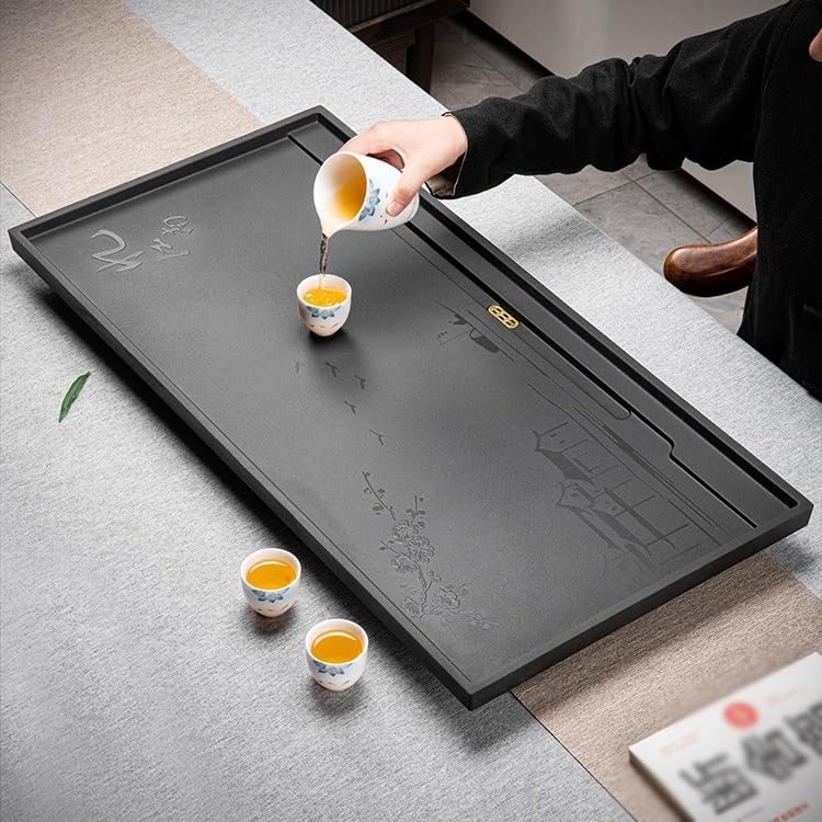 Taca na herbatę porcelanowa kamienna taca na herbatę prosty dom duża taca na herbatę, nowoczesny odpływ suchej herbaty stół do herbaty Sea Kung Fu Tea Tray zestaw do herbaty Gongfu