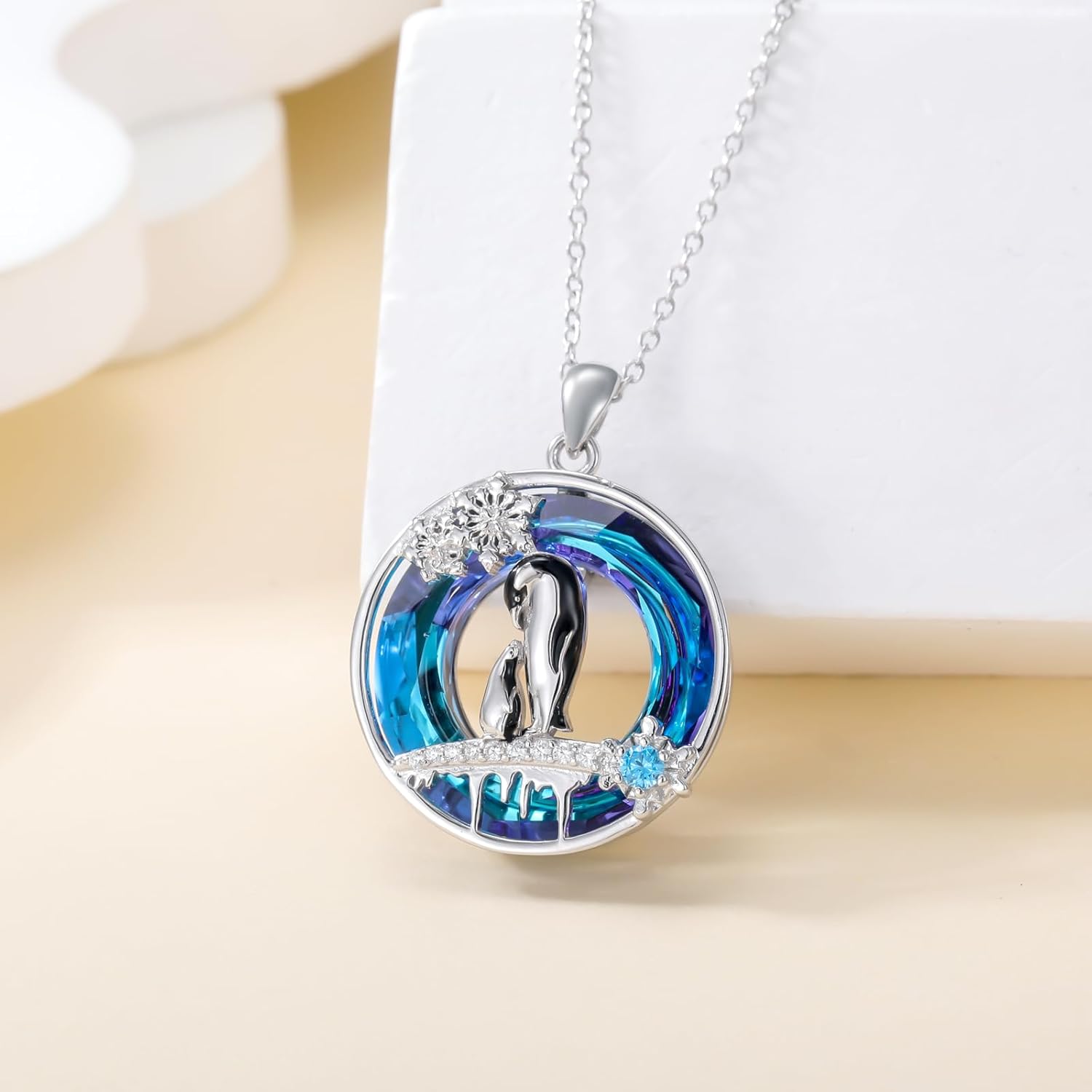 SELKAT Penguin Necklace 925 Sterling Silver Crystal Penguin Jewelry Penguin Gifts for Penguin Lover Women Penguin Snowflake Pendant - Image 5